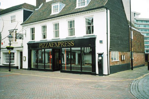 glazed shop front at Pizzaexpress